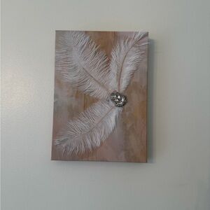 Elegant Feather Wall Art with Gem Accent